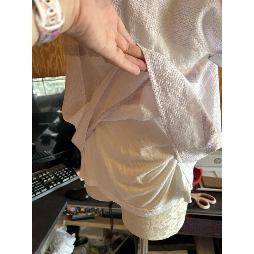 Soft Surroundings Light-as-air Striped Gauzy Lined Blouse Purple Sz L Purple Art - Picture 4 of 11